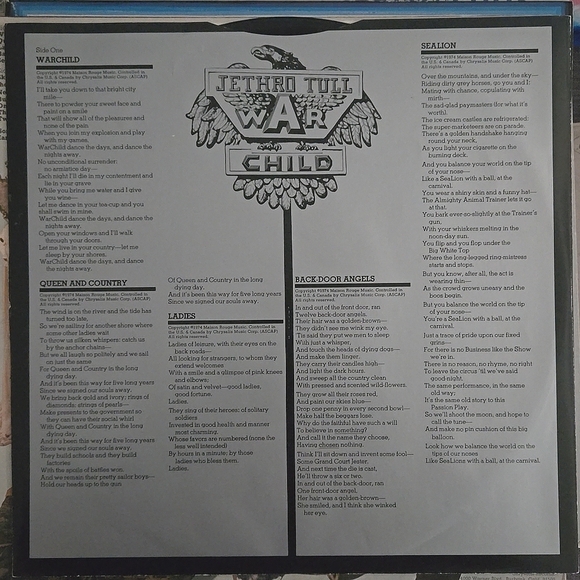 Vintage Vinyl 1974 Jethro Tull War Child LP Album - Picture 3 of 8